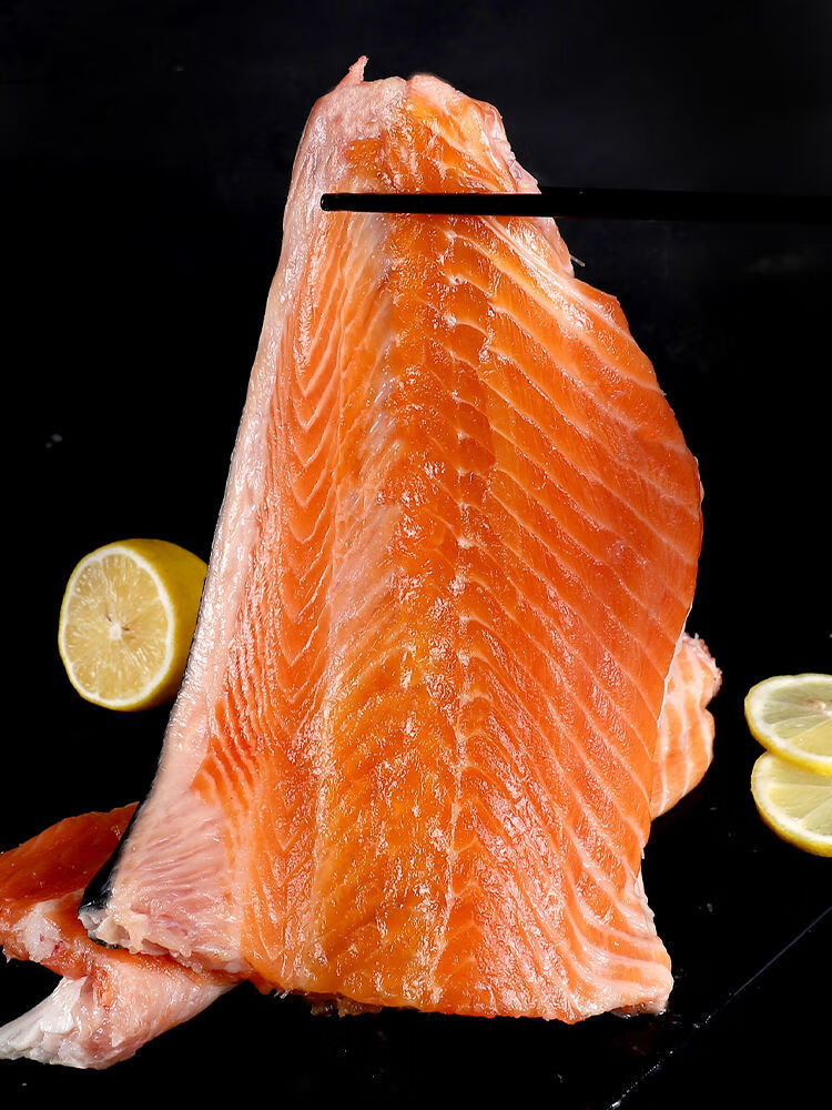 三文鱼中段腹肉无刺无骨肥瘦相间三文鱼纯肉三文鱼鱼排1斤