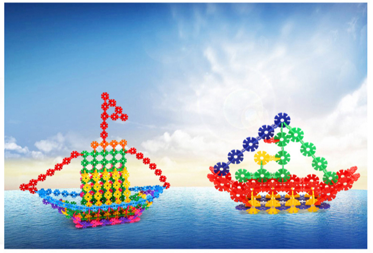 儿童幼儿园玩具圆卡片塑料积木卡拼插卡带卡槽圆形卡片雪花片 大号4