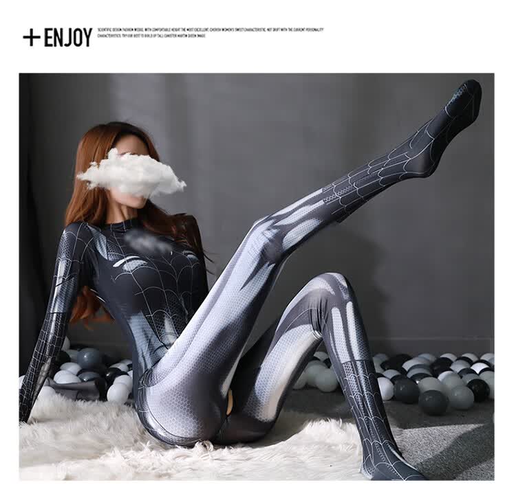 2022新款网红性感蜘蛛侠紧身衣连体女黑色毒液成人抖音主播cosplay服