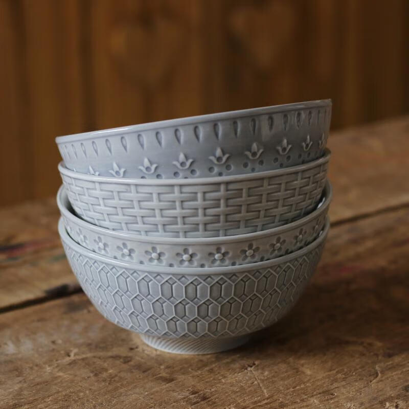 梦田良品出口丹麦宫廷复古立体浮雕玻璃釉陶瓷餐盘汤盘杯1565cm编织碗