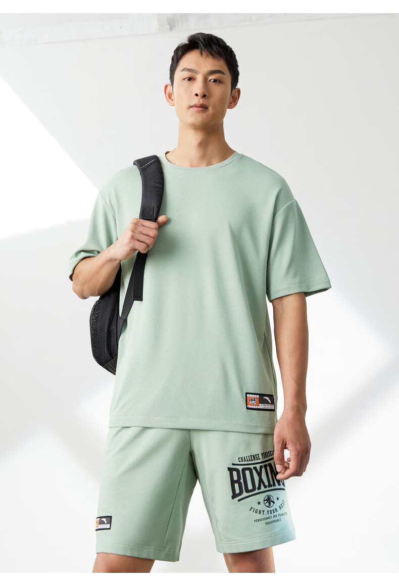安踏运动短袖速干衣男2022夏季新款百搭宽松透气运动健身服t恤男纯净