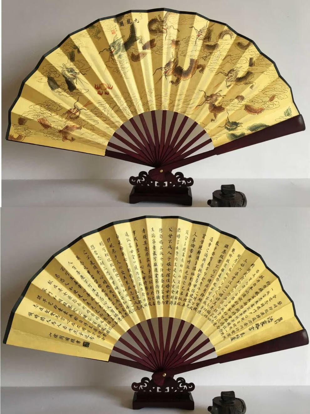 10十大元帅扇子10寸折叠男扇 清明上河图 大清王朝 绢布扇子 10寸男扇