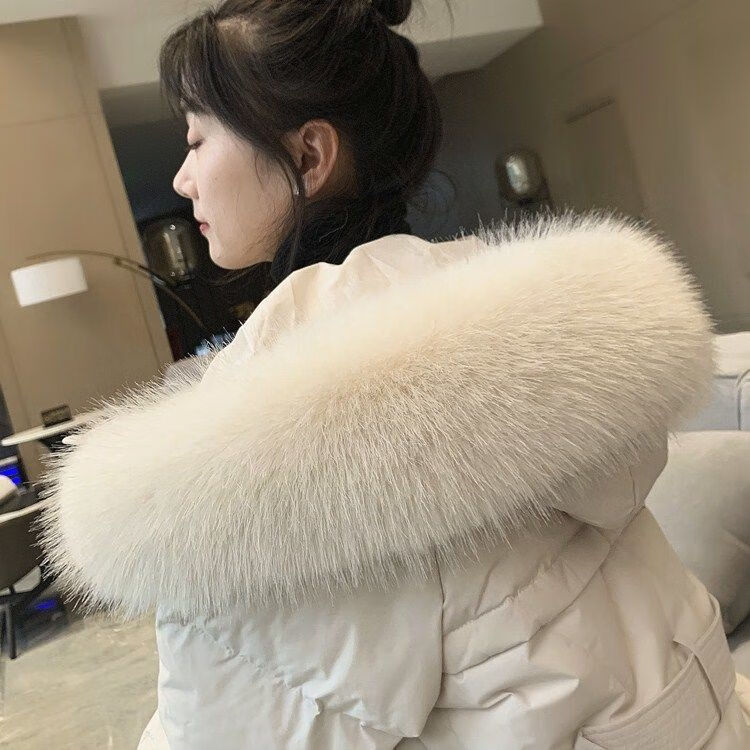 单买毛毛领子服帽条大毛领男女士通用米白毛领仿狐狸毛帽边白色70厘米