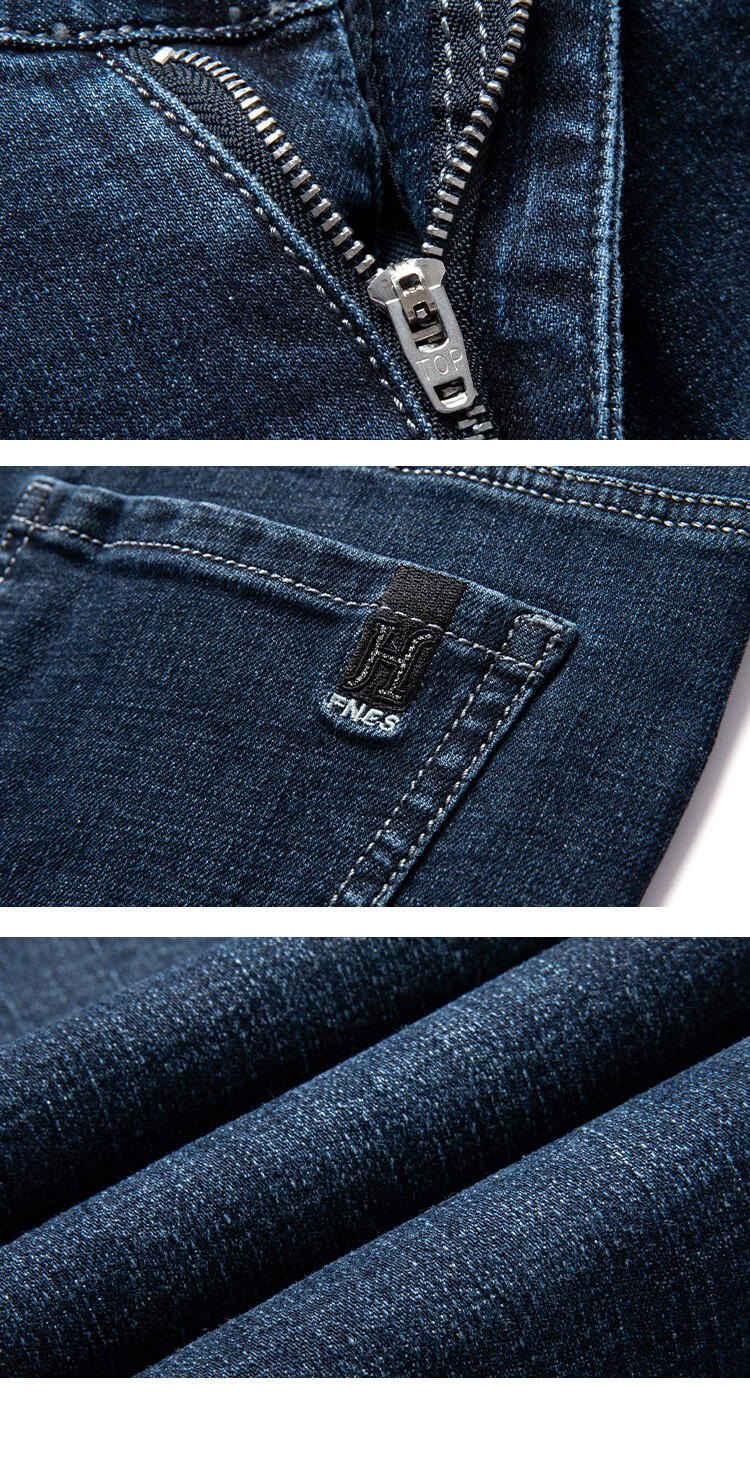 虎都男装牛仔裤男裤冬季直筒男士简约休闲长裤新款中腰中青年纯色裤子