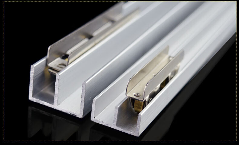 橱柜玻璃门轨道山字型导轨双滑道槽宣传栏展示柜移门滑轨8mm槽山字