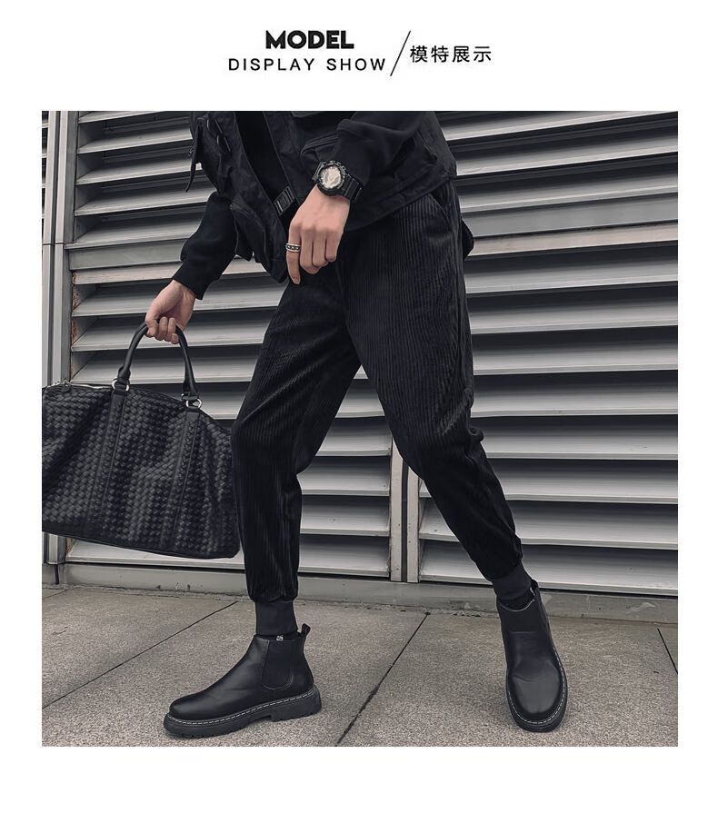裤子男灯芯绒男裤加绒加厚潮流休闲裤年新款小脚裤男士冬装百搭显瘦
