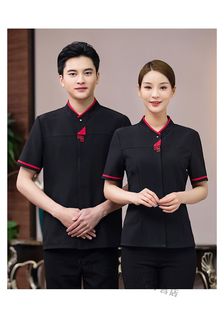 服务员工作服短袖中式制服酒店饭店烧烤火锅店自助餐厅餐饮夏装服务员