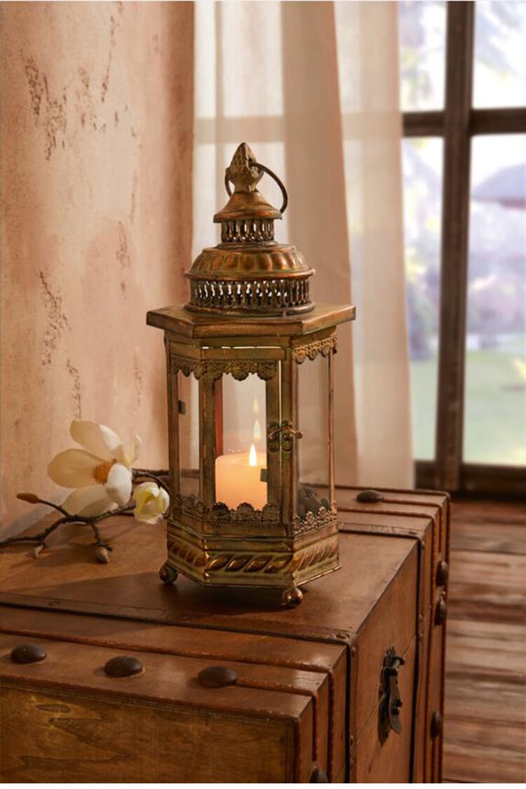 款灯咖啡馆餐厅复古装饰品摆件带光源老式马灯别墅庭院可悬挂风灯烛台