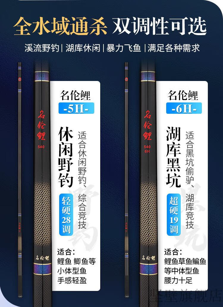 名伦鱼具官方 香港明伦鲤台钓竿高碳素竿轻硬竿综合竞技竿5h28调6h19