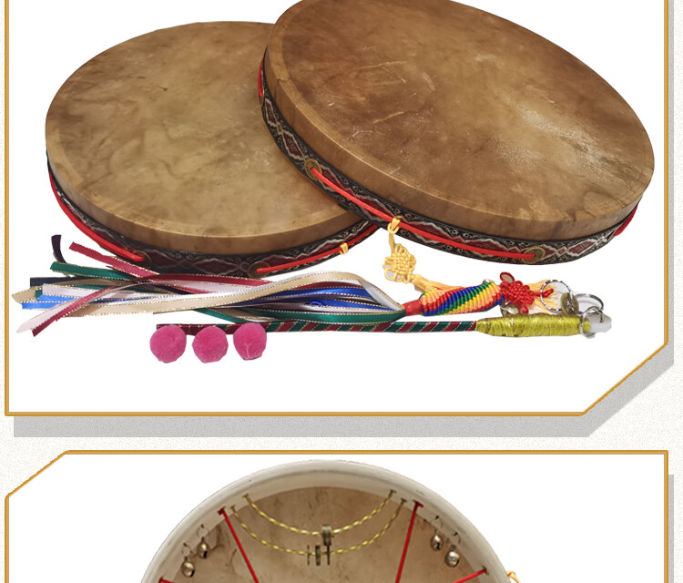 二神鼓黑牛皮镇堂鼓单面手抓鼓文王鼓送鼓包送藤条鼓鞭大神鼓 35cm