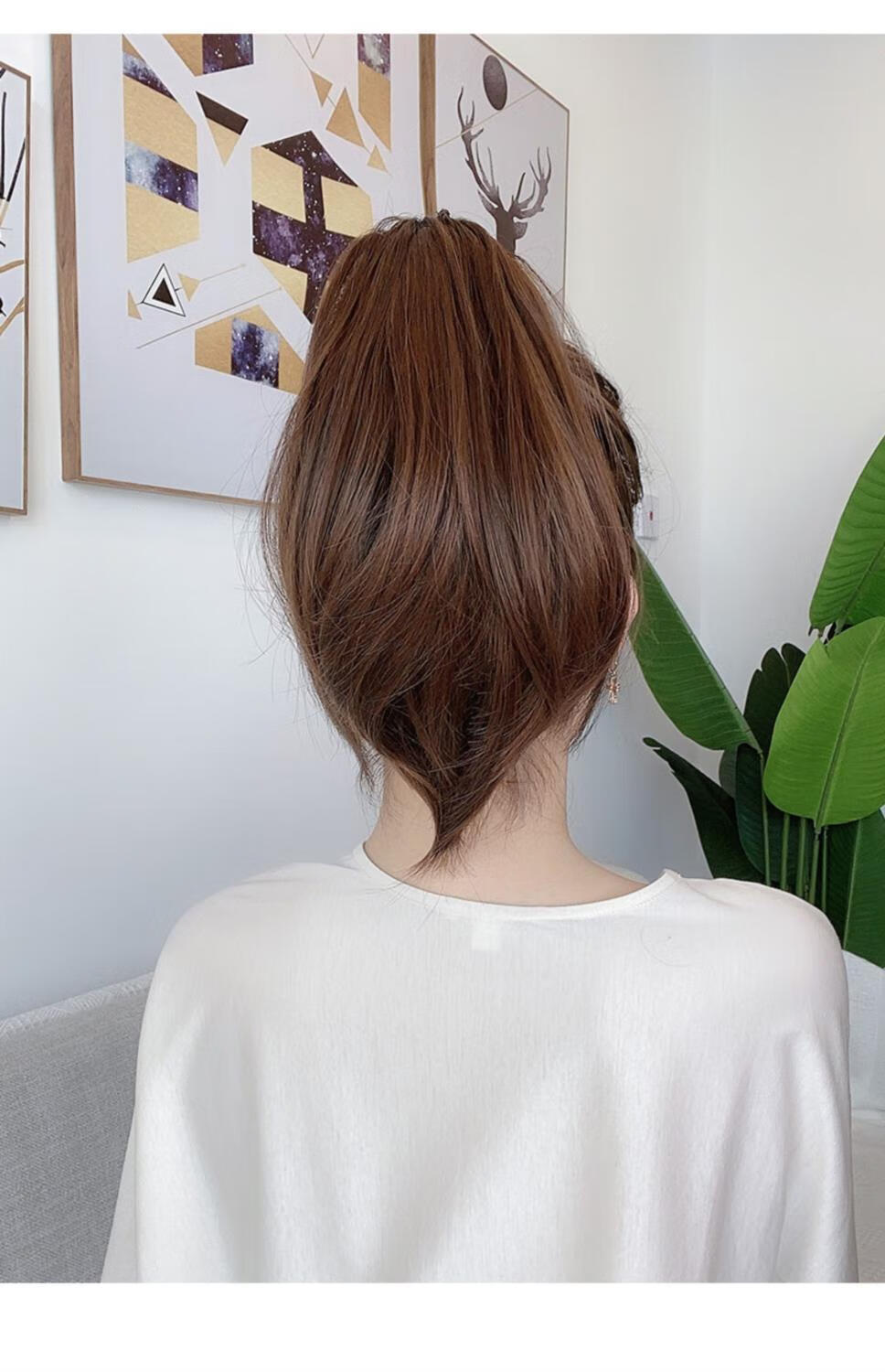 超短马尾假发女 抓夹式短款直发假马尾 网红微卷自然辫子仿真假发 浅