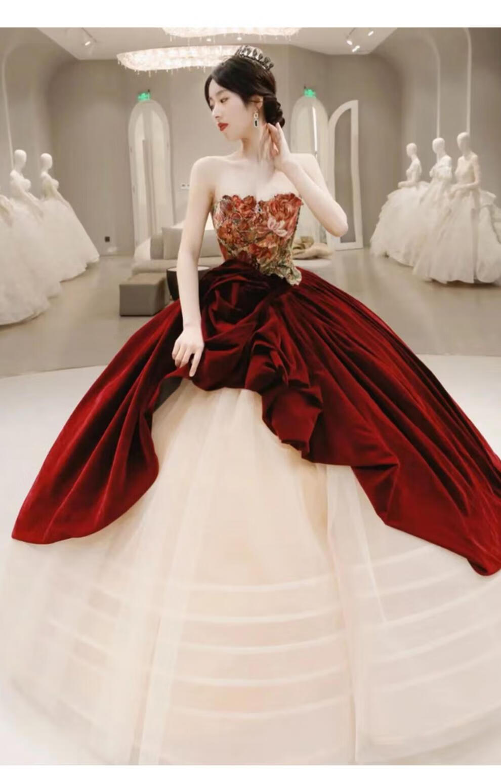 禹荷玫瑰骑士敬酒服新娘感结婚抹胸订婚晚礼服轻奢小众高端婚纱夏玫瑰