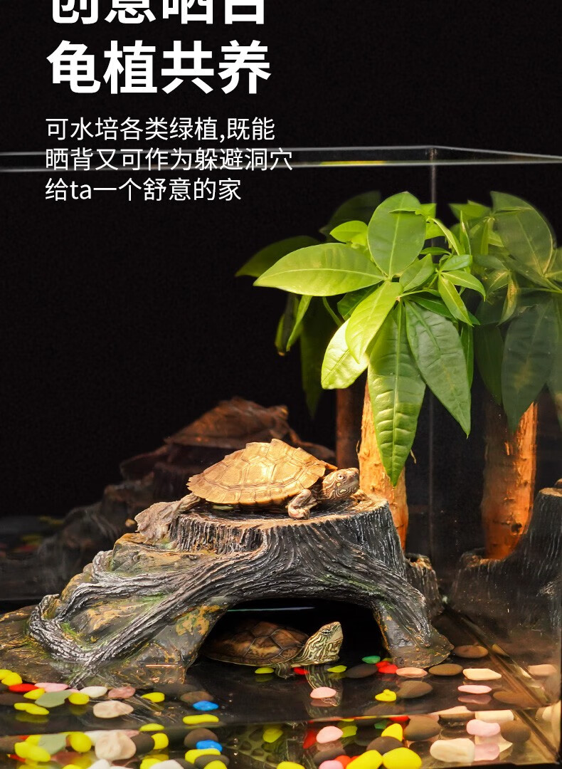 乌龟缸生态别墅造景大型饲养箱养龟专用玻璃鱼缸带晒台 适用特大号