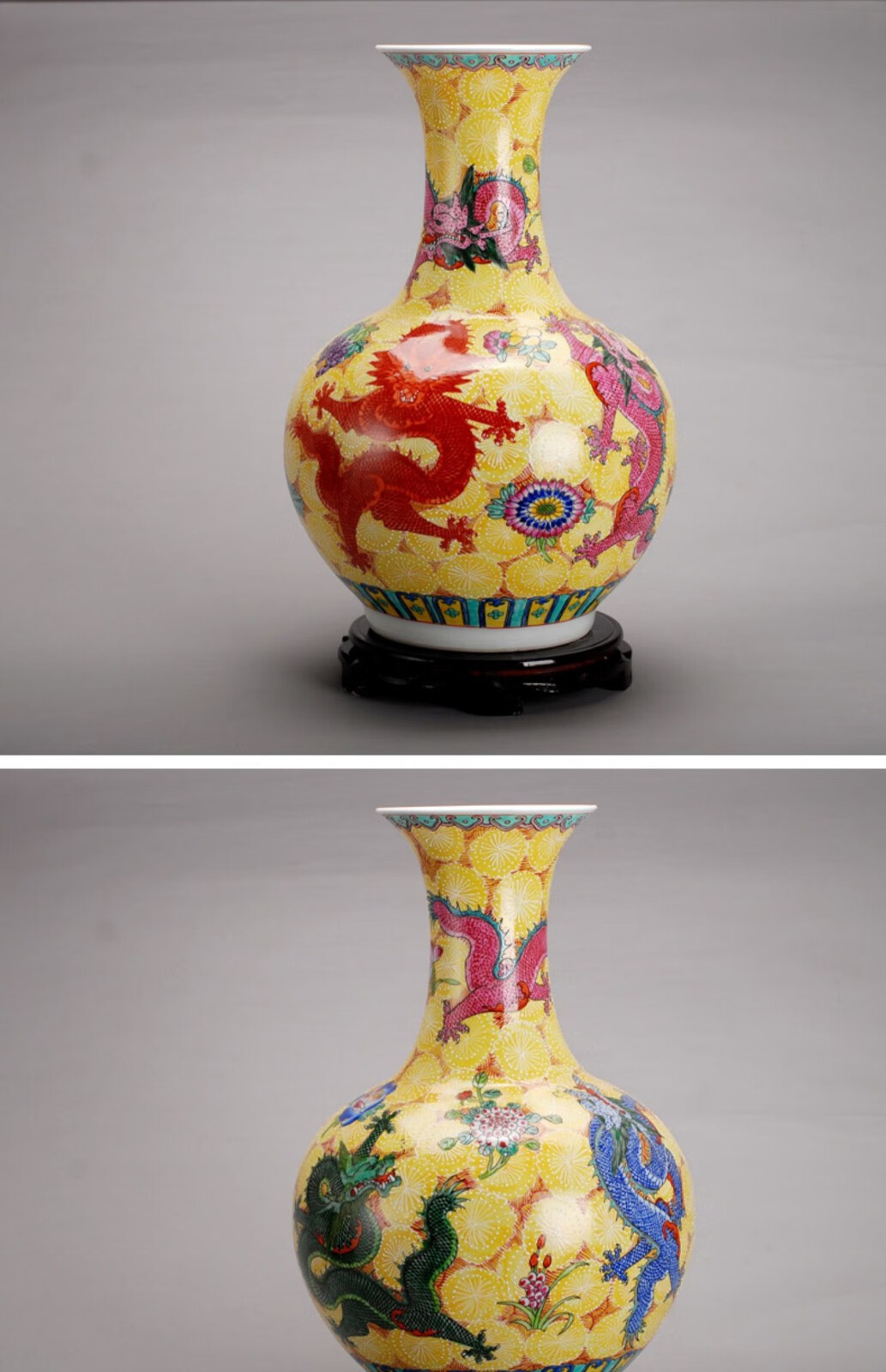 合慕hemu景德镇陶瓷器手绘粉彩瓷中式花瓶摆件粉彩花瓶客厅书房花瓶