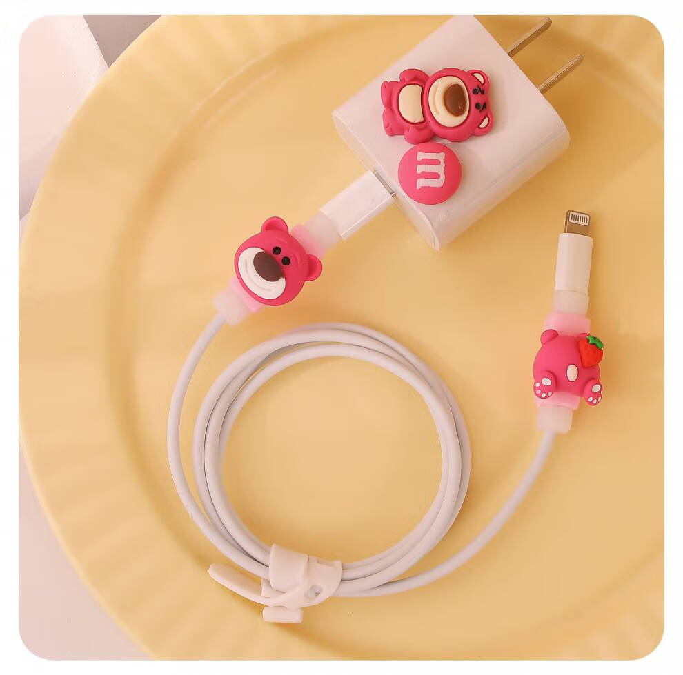 数据线包皮童真趣味卡通图案苹果13数据线保护套20w手机12充电器头11