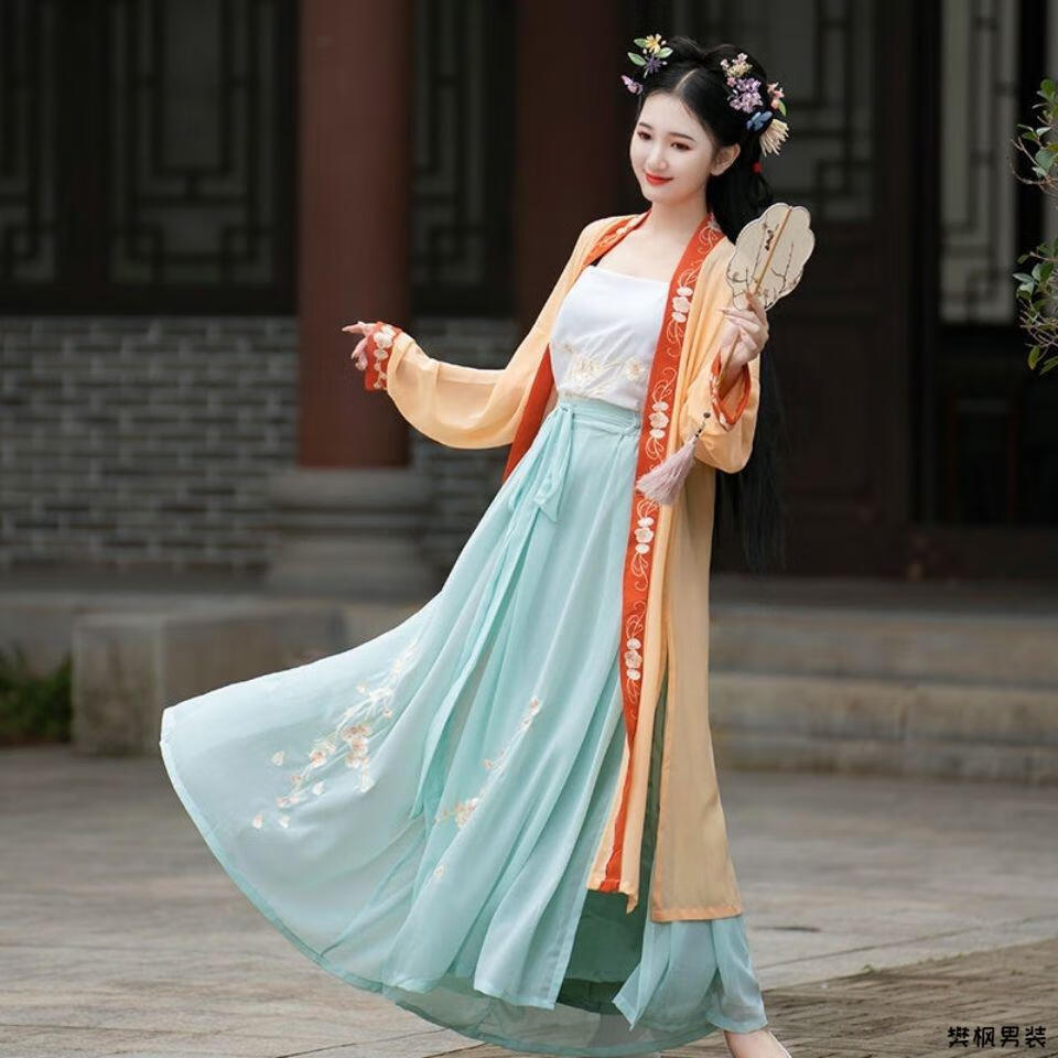 汉服女宋制宋裤褙子日常刺绣暮尚锦绣原创正版单独宋裤浅蓝色s
