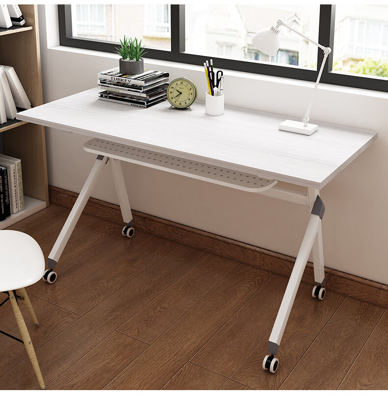 电脑桌台式家用可移动床边桌租房简易卧室落地折叠桌学习办公桌子 140