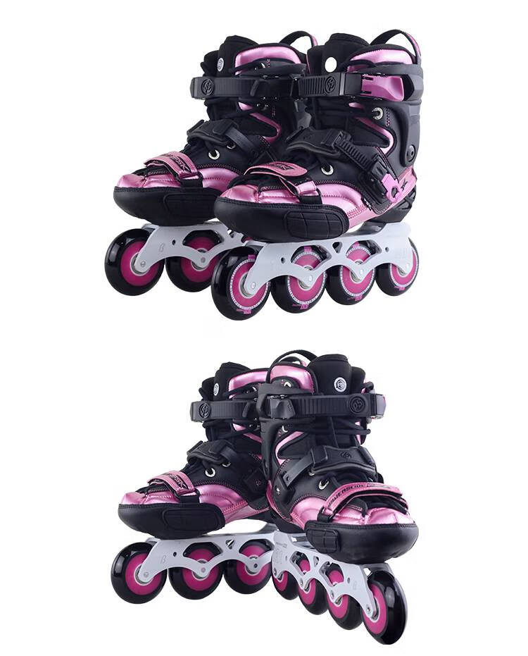 宝狮莱轮滑鞋s4成人专业平花轮滑鞋刷街休闲鞋男女直排轮黑蓝37