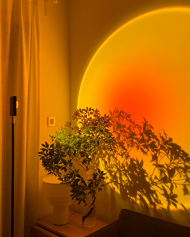 【原版色温】落日灯日不落炫彩光环卧室直播灯背景投影夕阳落地灯 蓝