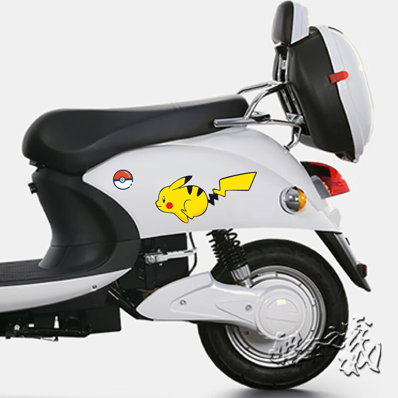 皮卡丘车贴网红电动摩托车玻璃遮挡划痕比卡丘电瓶车可爱装饰贴纸 a款