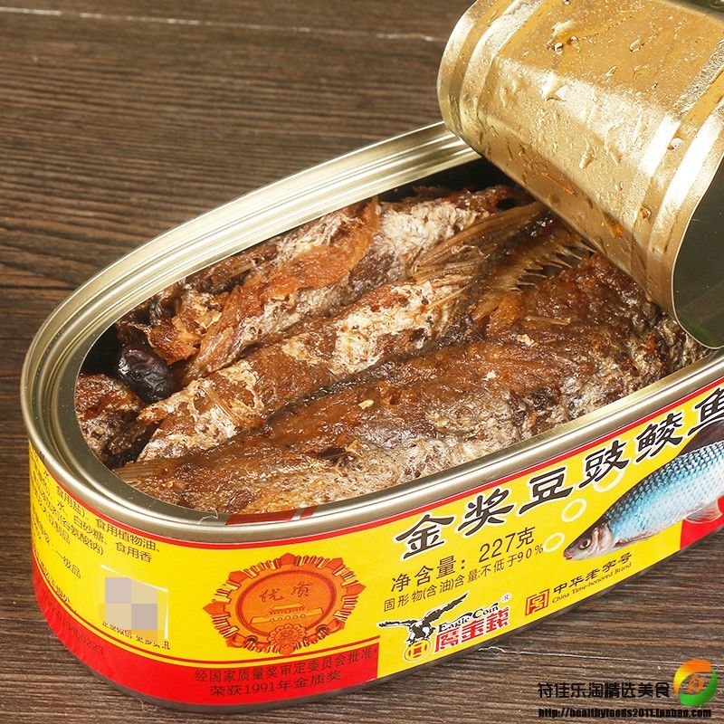 金奖豆豉鲮鱼罐头227g即食鱼肉速食品鱼罐头下饭菜罐头 227g鹰金钱