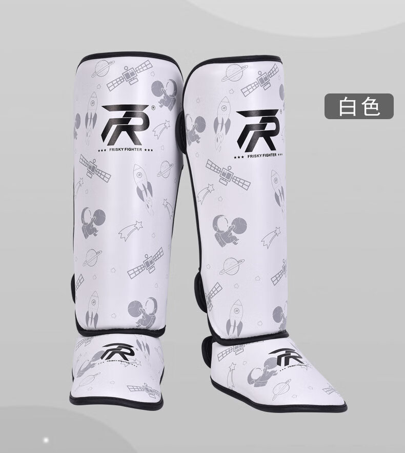 自由搏击护腿 frisky 泰拳 散打拳击板训练连脚背护具美明博 太空版