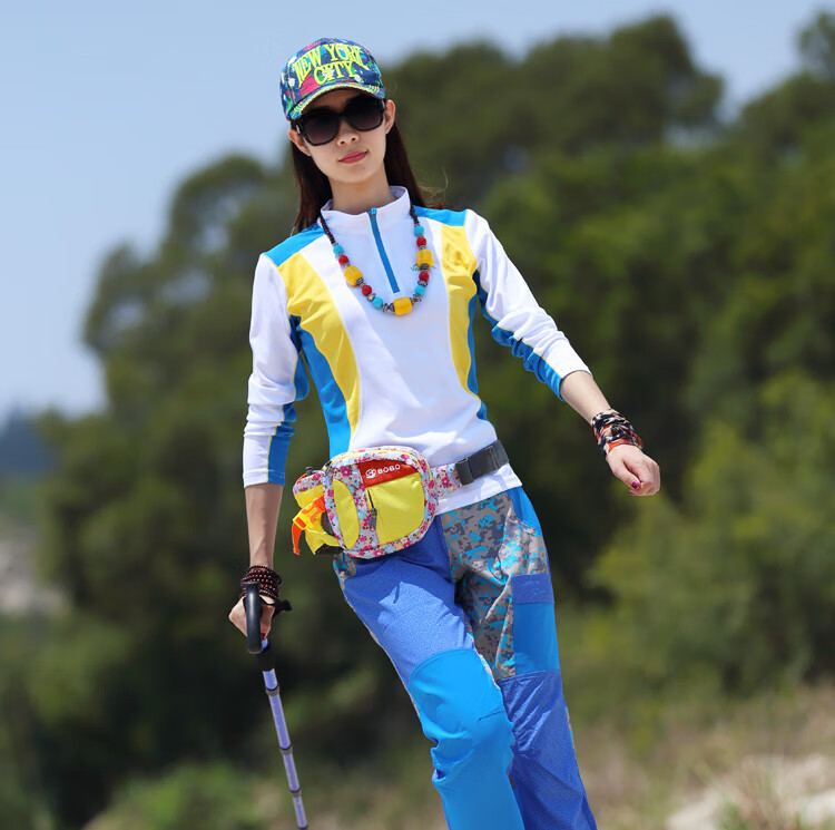 户外速干t恤长袖女速干衣大码运动跑步女式长袖修身透气夏季徒步 玫