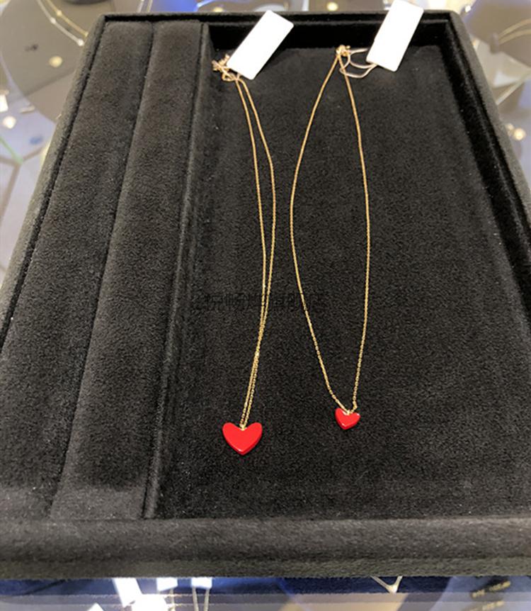2022新款日本小红心项链ahkah小红心项链女18k黄金锁骨链心形吊坠七夕