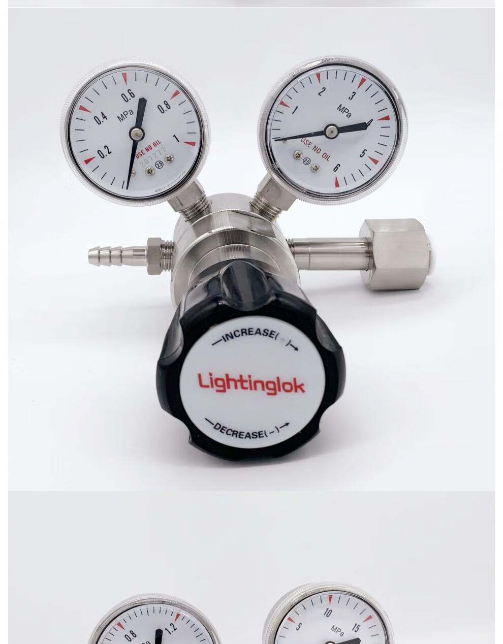 不锈钢减压阀气体钢瓶一级二级调压稳压减压器高压氨氧气氮气氢气单表