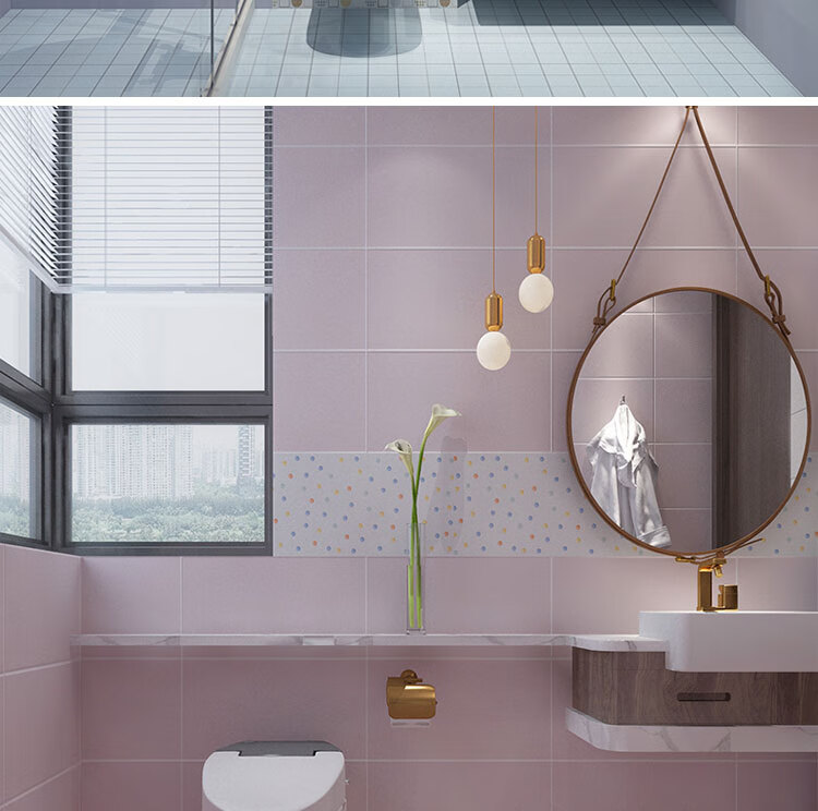 网红瓷砖马卡龙瓷砖卫生间墙砖厨房浴室地砖厕所磁砖粉色300600定制