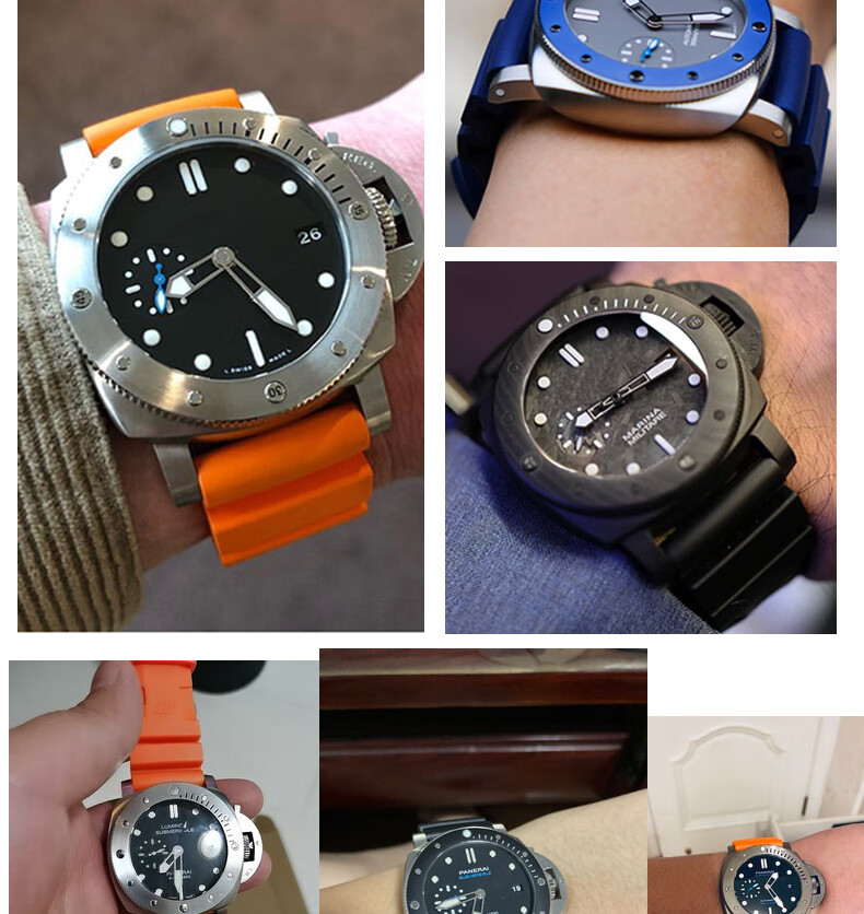 适用沛纳海橡胶表带适配庐米诺pam0061pam111闪电针扣原装款表链24/26