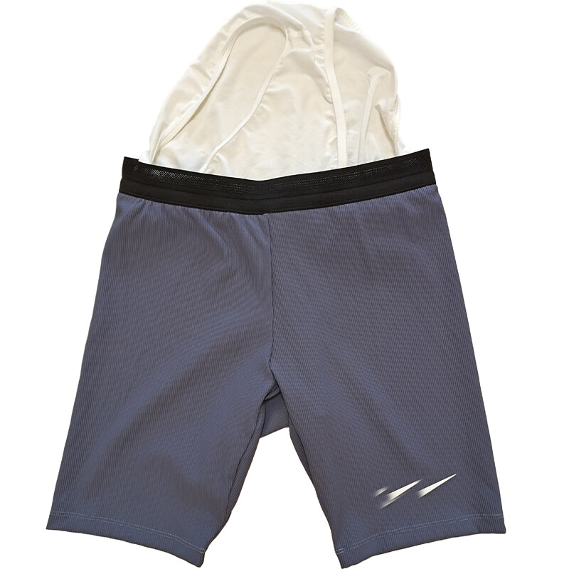 男子竖纹坑条钻石联赛马拉松田径五分短裤短跑加速紧身裤可订loo深