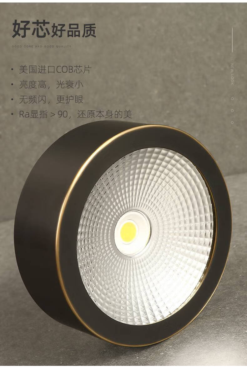 全铜明装筒灯家用客厅嵌入式天花灯走廊玄关过道吸顶led射灯铜本色5w