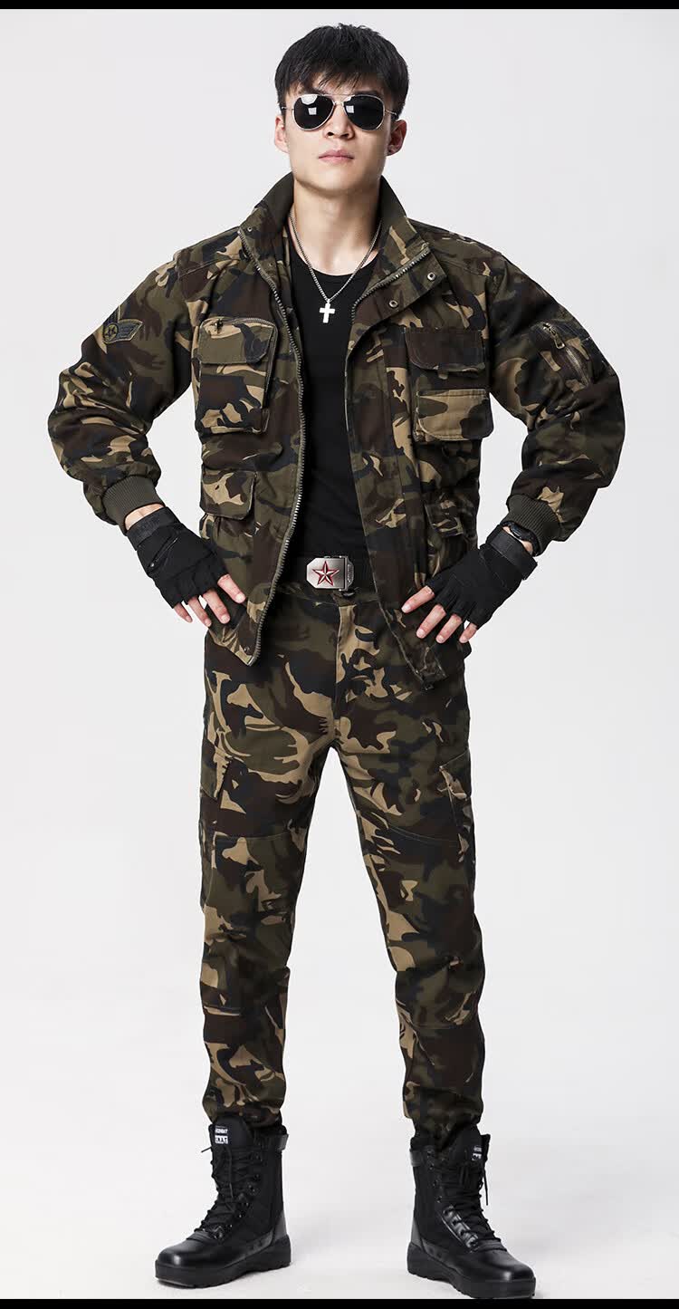 作战棉服春秋季户外耐磨劳保工作服6215灰迷彩外套加绒165100120斤