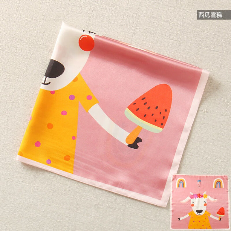 屿汐新品纱巾婴儿春秋季女童丝巾儿童围巾婴儿卡通小方巾宝宝三角巾