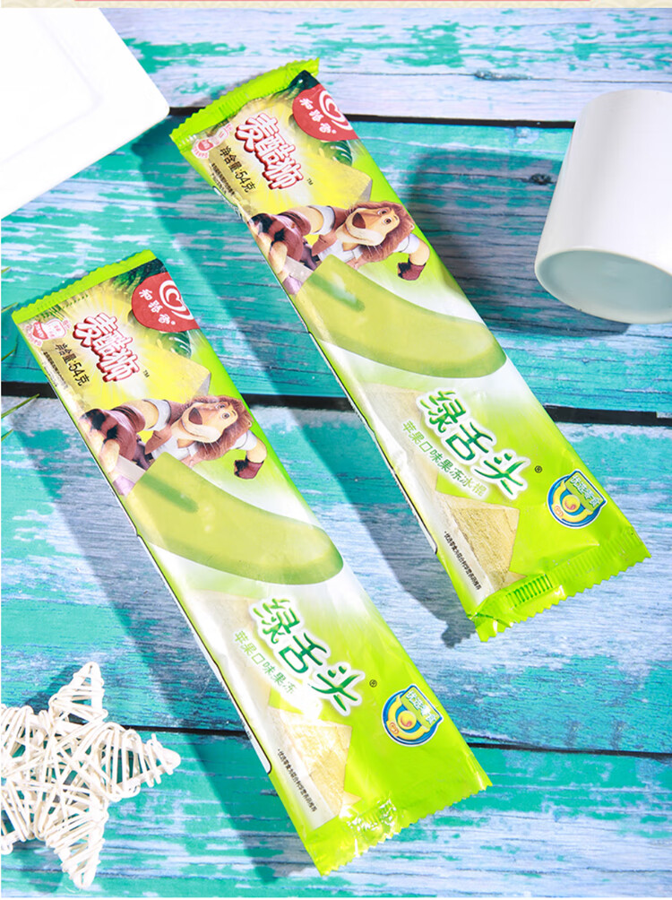 和路雪麦酷狮绿舌头冰淇淋54g苹果口味果冻冰棍童年味道雪糕绿舌头12