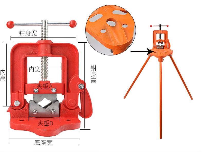 龙门钳龙门夹管钳虎压力台镀锌管钳台虎钳管子钳龙门架重型水管钳轻型