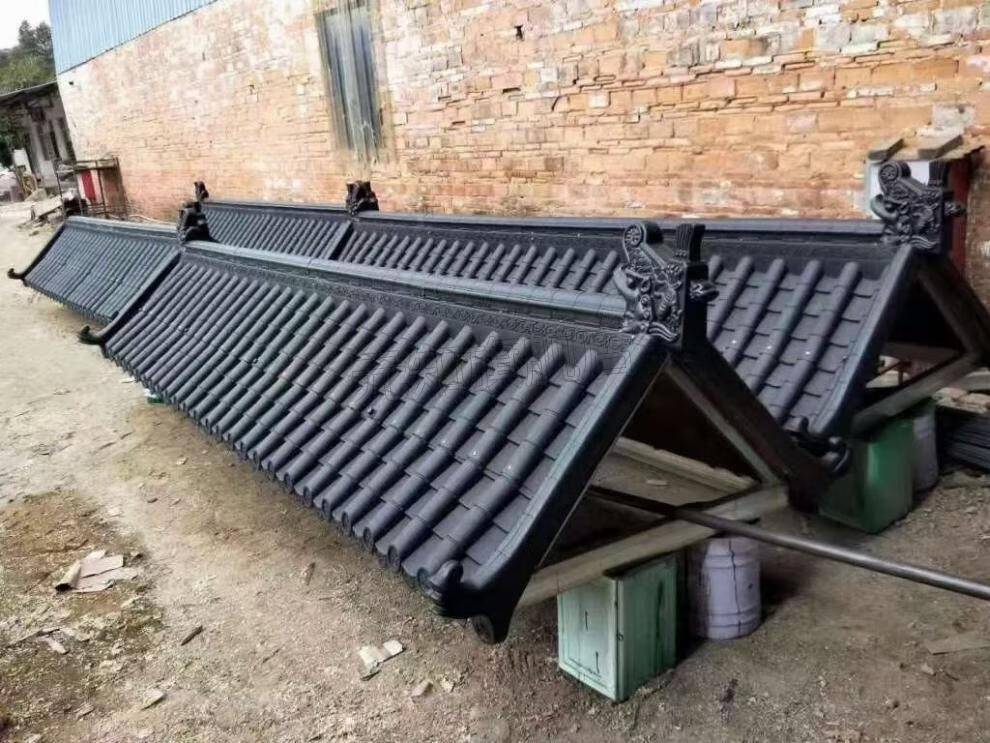 瓦片屋顶 30年加厚仿古中式树脂瓦装饰塑料瓦屋顶建筑檐瓦围墙仿古