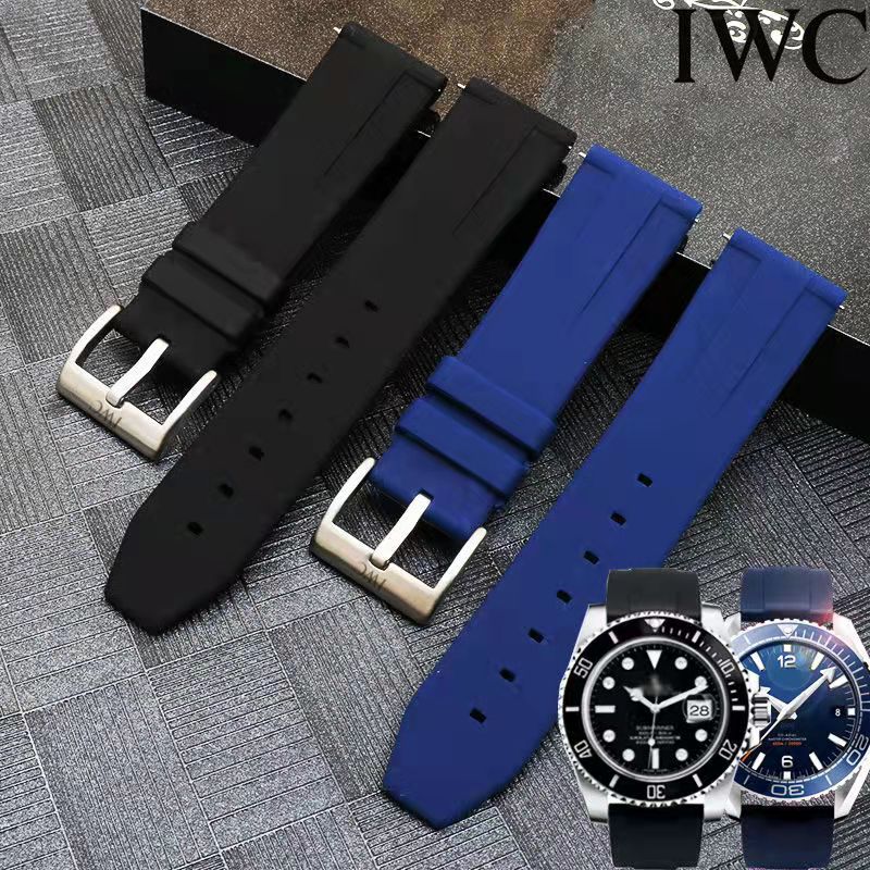 万国表带原装款男iwc大飞行员马克18小王子硅胶带327004/377714蓝