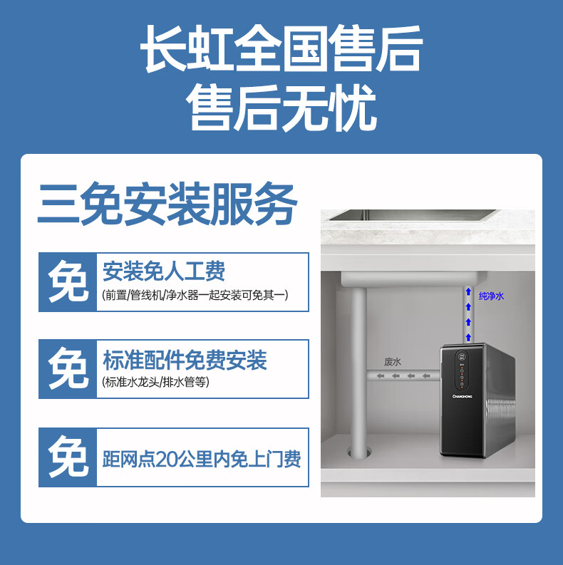 京闪配送长虹changhong净水器家用反渗透前置过滤器自来水大流量直饮