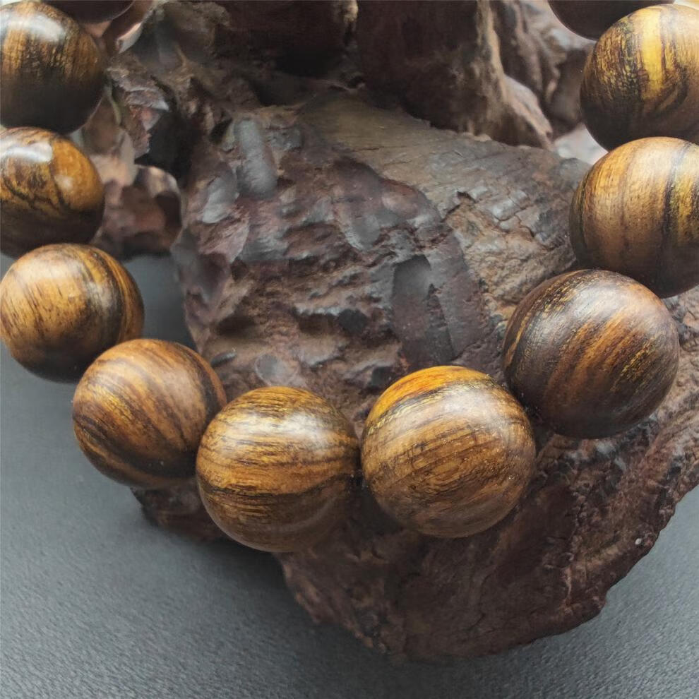 贡木沉香手串亦姝家印尼玉化贡木沉香圆珠手串佛珠15虎皮纹果香味封香