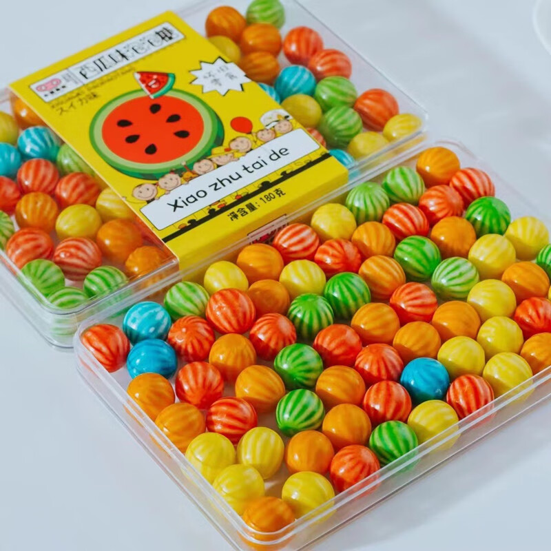 小猪泰德西瓜味泡泡糖180g怀旧零食口香盒装糖果网红休闲喜糖童年 1盒