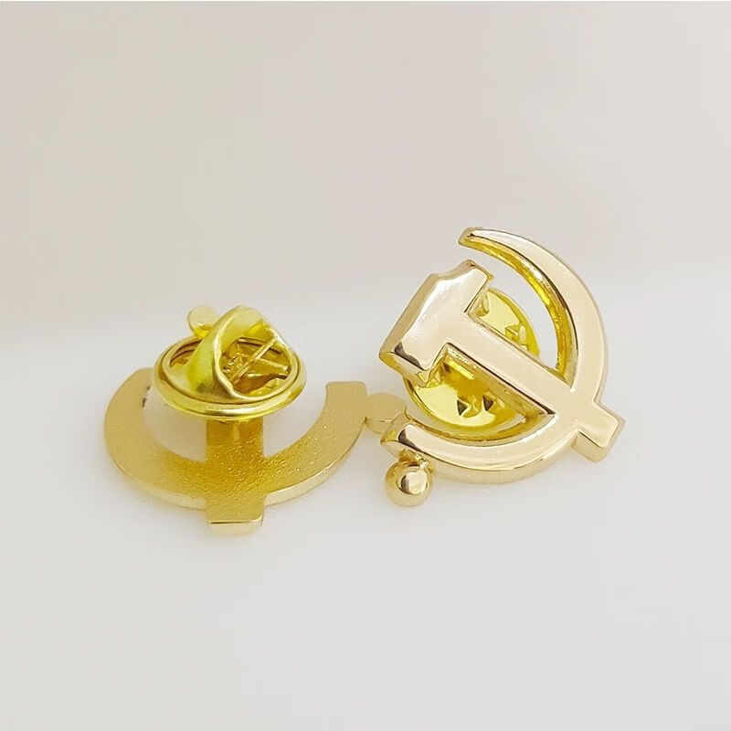 酷否 金色党徽党员胸徽标志西装纪念章会议佩戴胸标镂空合金扣党徽