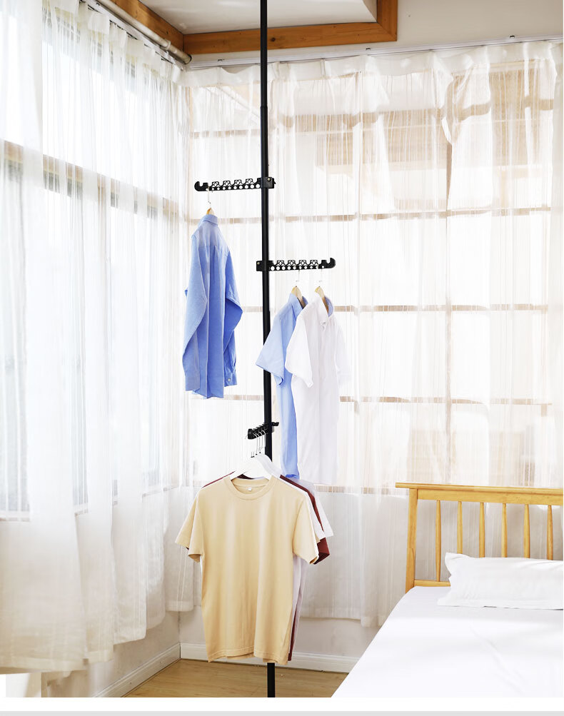 顶天立地衣架创意衣帽架挂衣架落地式卧室衣帽间简易衣服架子包架白