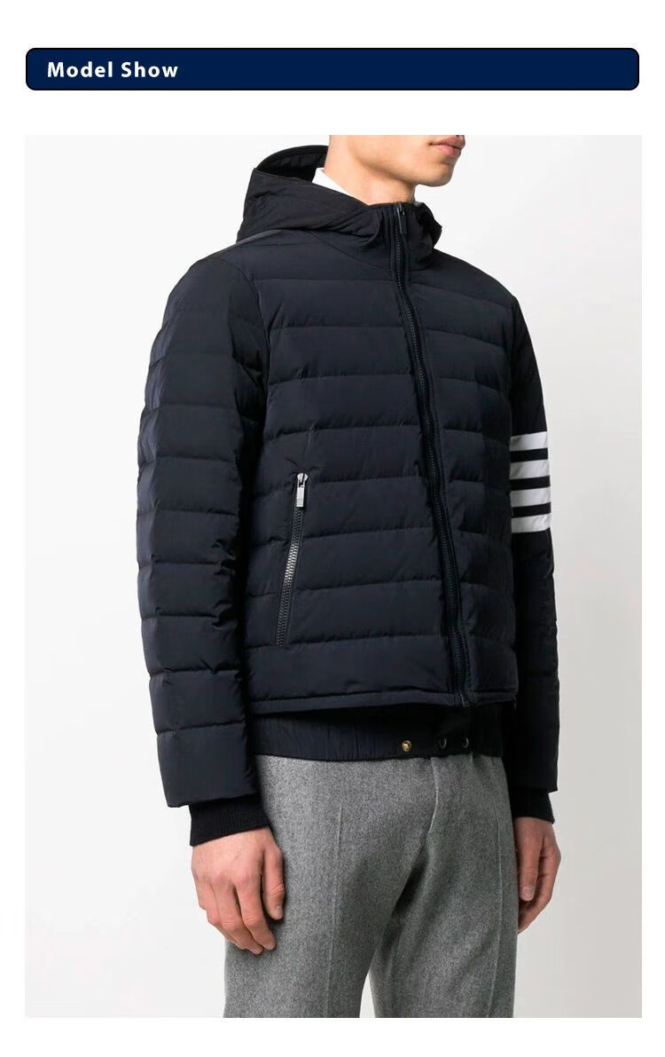 tb羽绒服美式时尚潮牌四条杠服连帽男女情侣休闲运动冬季保暖外套 深