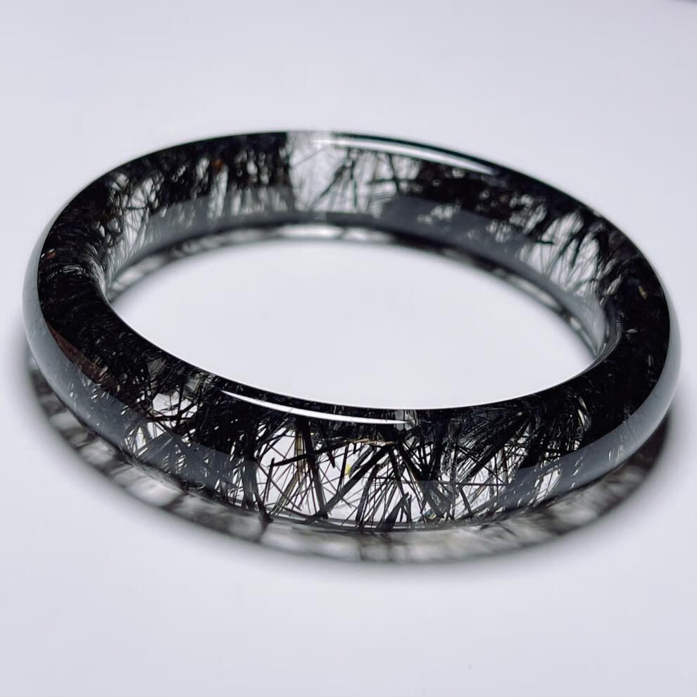 古珍黑发晶手镯顺发黑发女款大内径镯子60圈口一物一图送长辈妈妈老婆