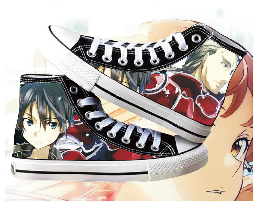 刀剑神域动漫周边高帮帆布鞋平底鞋子男女学生情侣款休闲百搭板鞋灵妙