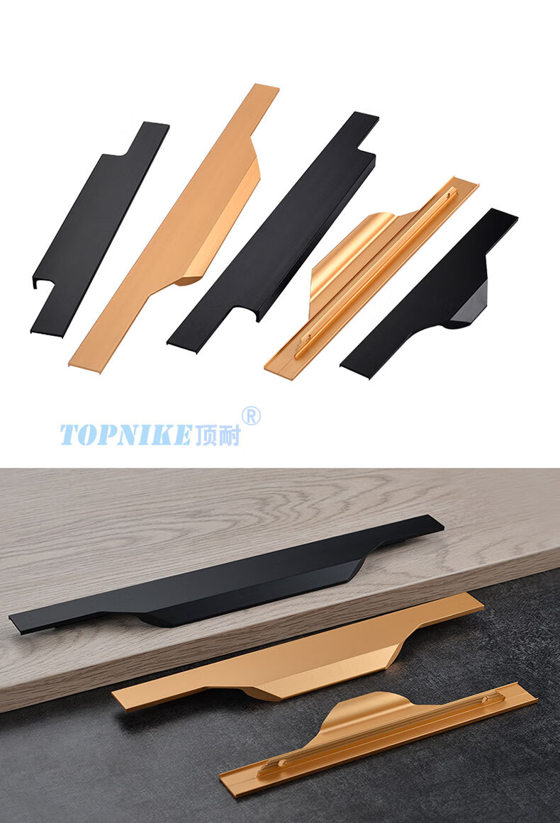 顶耐通顶加长封边拉手隐形侧装轻奢简约衣柜门一体通体把手拇指款r