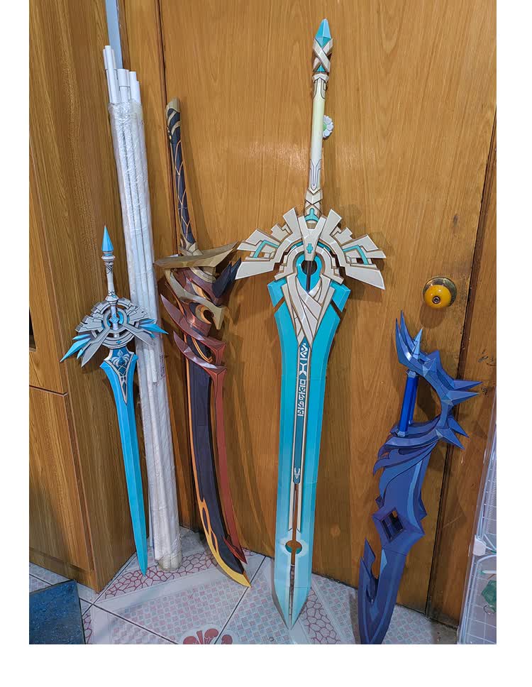 原神单手剑1:1可手持天空之剑纸模型cosplay周边道具diy手工 雾切之回