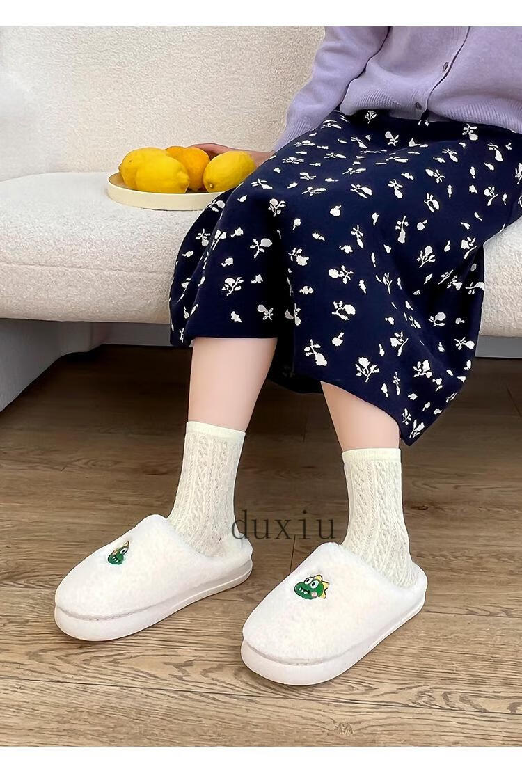 秋冬季棉拖鞋女卡通毛绒保暖家居居家防护毛毛鞋情侣可爱外穿拖鞋 a